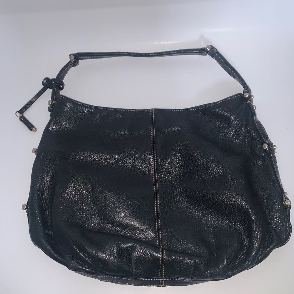 black leather purse